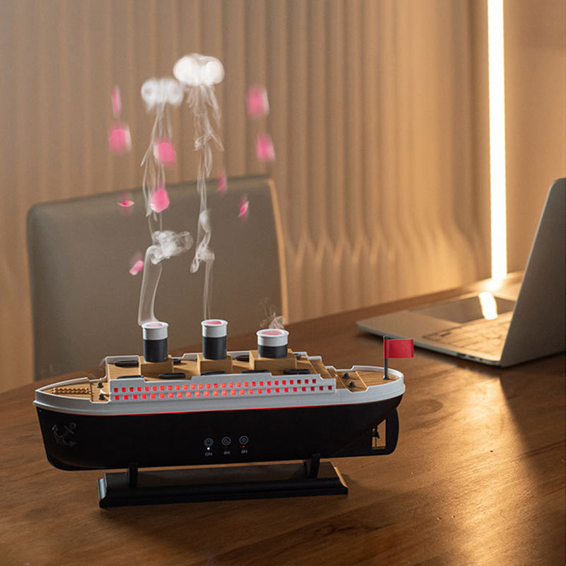 Titanic Ship Model Decoration Air Humidifier 250ml Essential Oil Diffuser Jellyfish Smoke Ring Spray Aroma Diffuser For Home