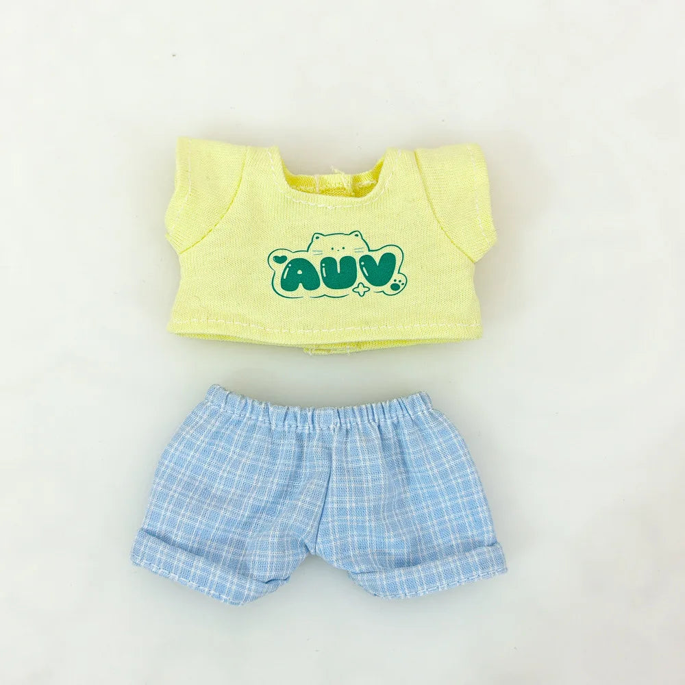 Labubu Handmade Decoration Pendant Blind Box Fast Delivery 2 PCS Summer T-Shirt Suit PVC Unique Overall For Clothing