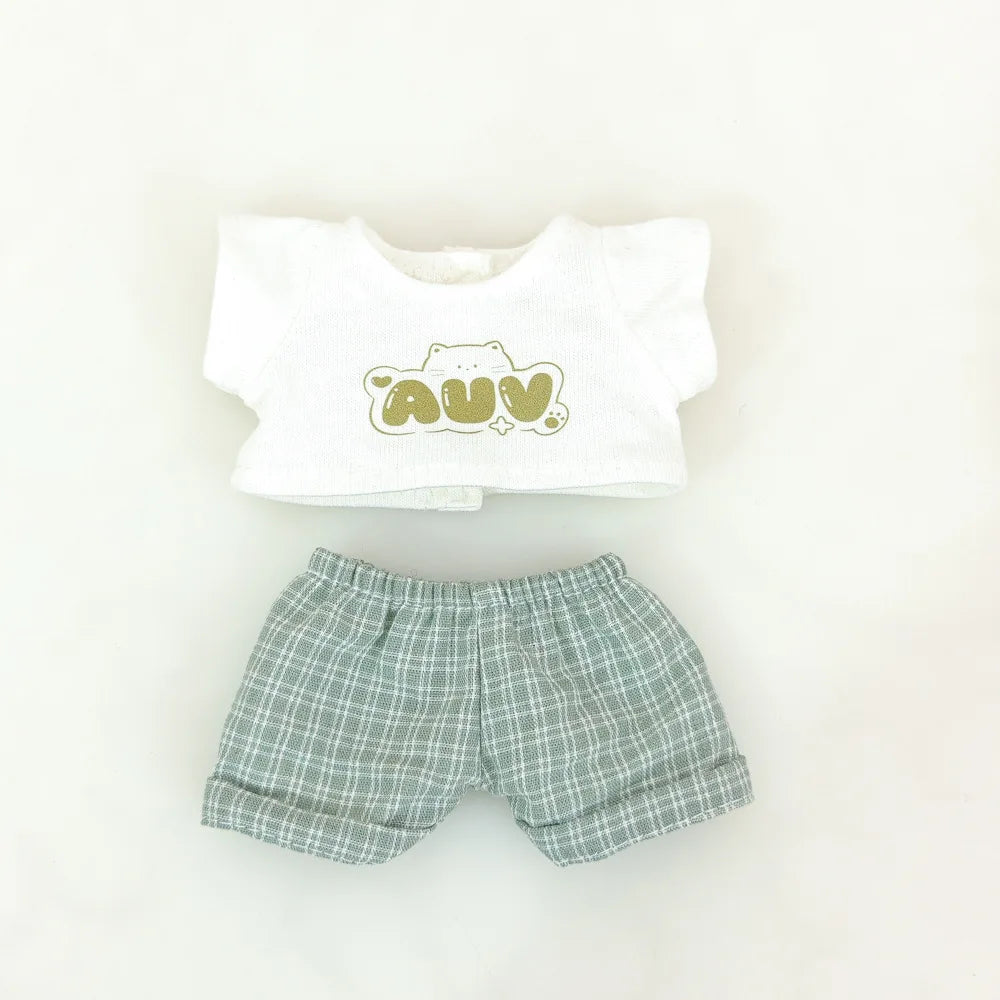 Labubu Handmade Decoration Pendant Blind Box Fast Delivery 2 PCS Summer T-Shirt Suit PVC Unique Overall For Clothing