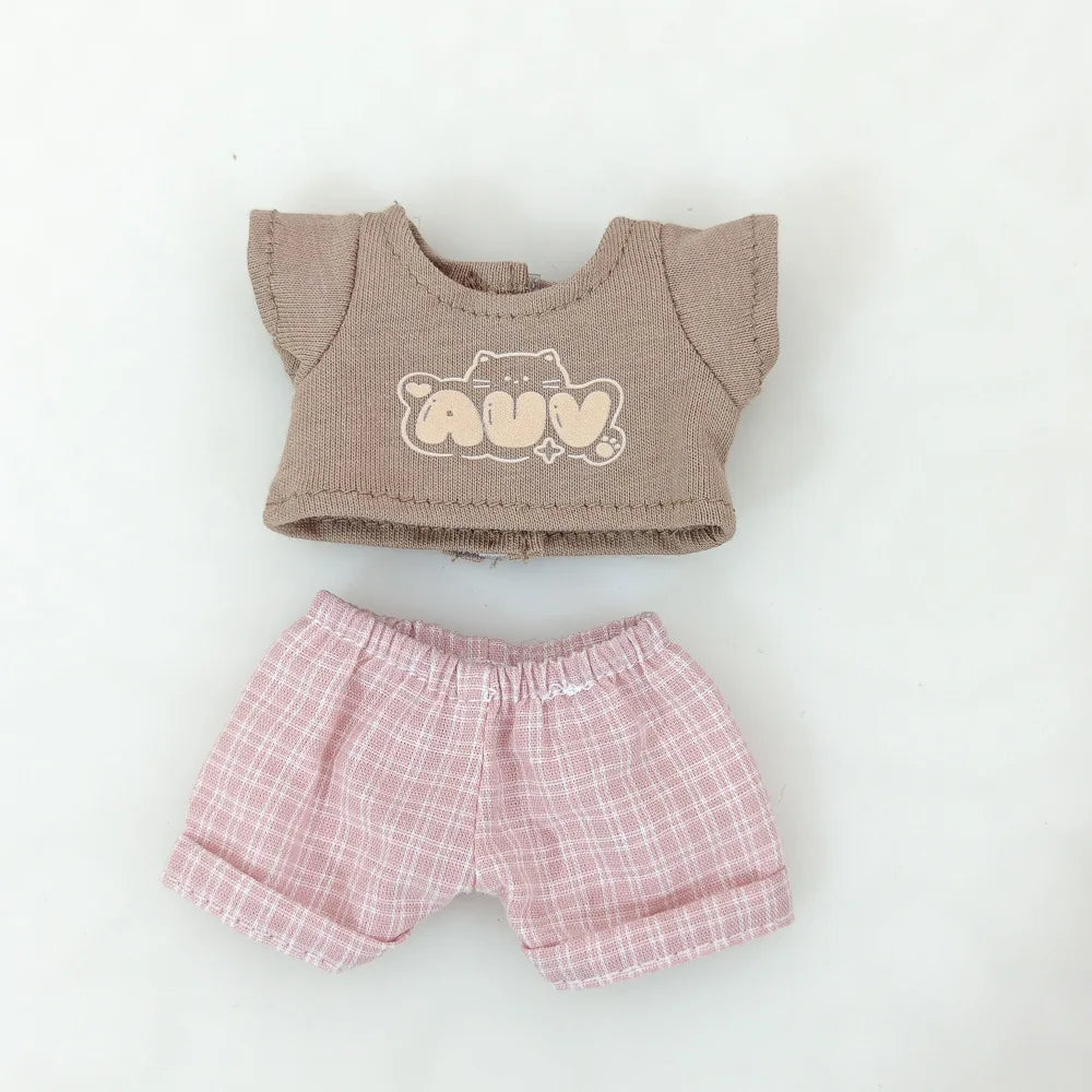Labubu Handmade Decoration Pendant Blind Box Fast Delivery 2 PCS Summer T-Shirt Suit PVC Unique Overall For Clothing