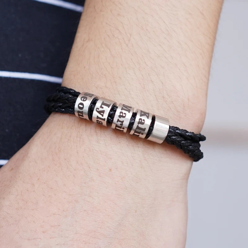 MaiLun 1pc Customized Names Beads Men Braided Bracelet