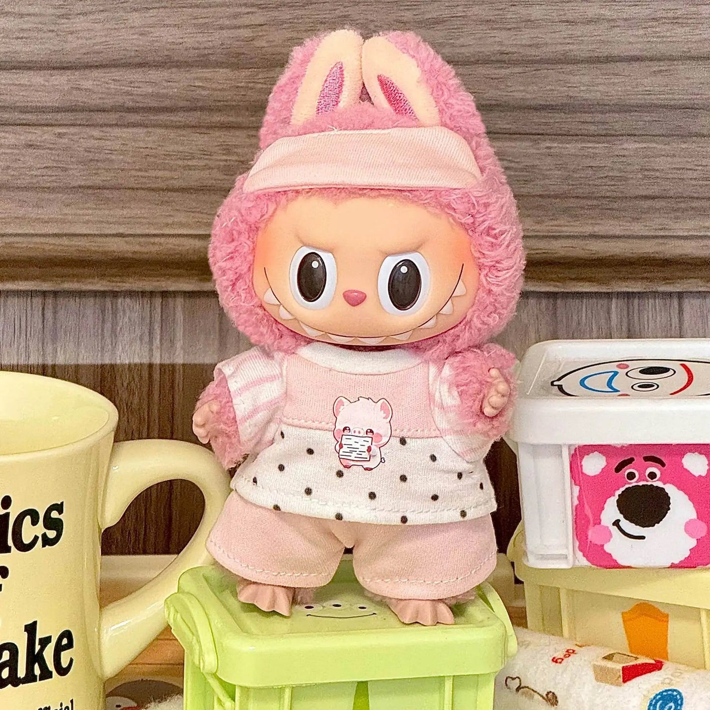 Labubu 17cm Macaron Designers Shoes and Luxury Clothes Fast Shipping Cute Fashion Doll with Original Accessories Dropshipping
