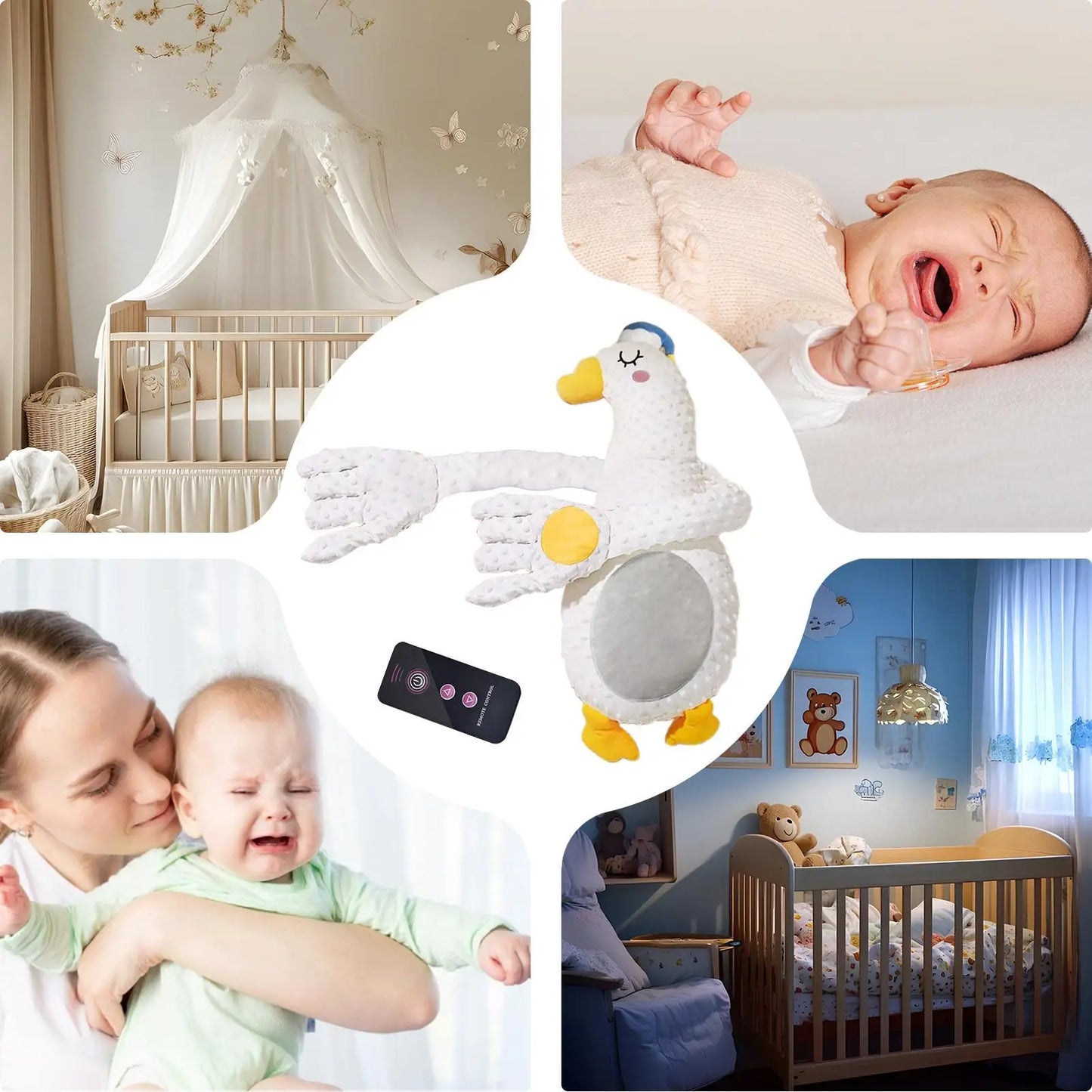 Adjustable Automatic Baby Patting Sleep Pillow Startle Prevention Soothing Palms for 0-3 Toddler Remote Control Baby Sleep Aid