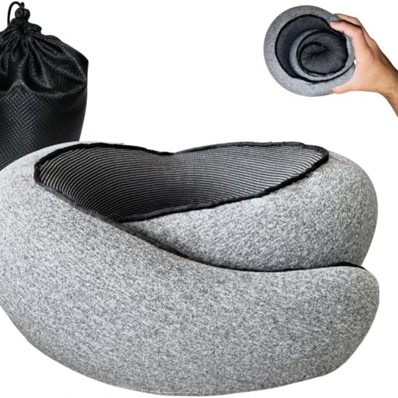 Neck Pillow Airplane for Sleeping | Memory Foam Travel Pillow for Airplanes | Compact 360 Support | Washable Cover |