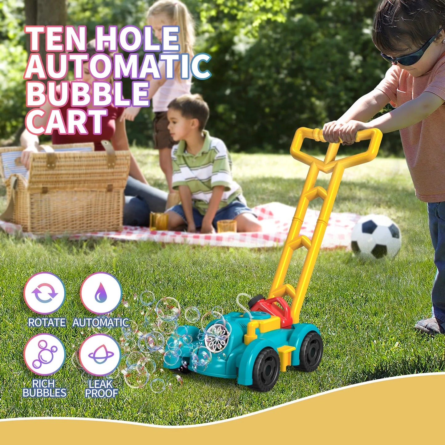 Automatic Soap Bubble Machine Stroller Walker Toys for Toddler Electric Bubble Maker Summer Outdoor Toys Gift for Kids