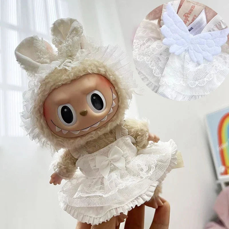 17cm Cute Mini Plush Doll'S Clothes Outfit Accessories For Korea Kpop Exo Labubu Idol Dolls shark onesie Clothing DIY Girl Gift