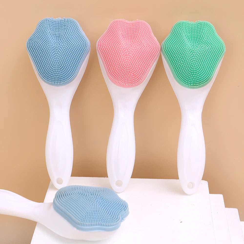 Soft Silicone Facial Cleansing Brush 2 in 1 Silicone Face Mask Brush & Face Scrubber For Exfoliating Massaging Remove Blackhead