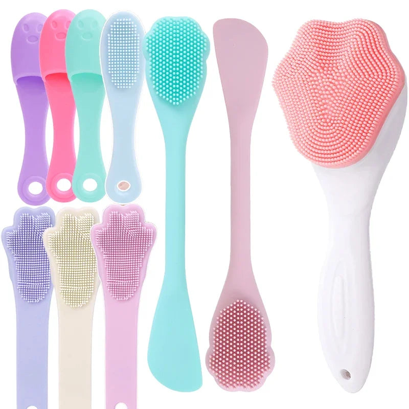 Soft Silicone Facial Cleansing Brush 2 in 1 Silicone Face Mask Brush & Face Scrubber For Exfoliating Massaging Remove Blackhead