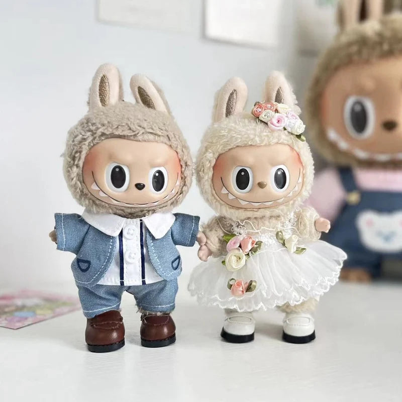 17cm Cute Mini Plush Doll'S Clothes Outfit Accessories For Korea Kpop Exo Labubu Idol Dolls shark onesie Clothing DIY Girl Gift