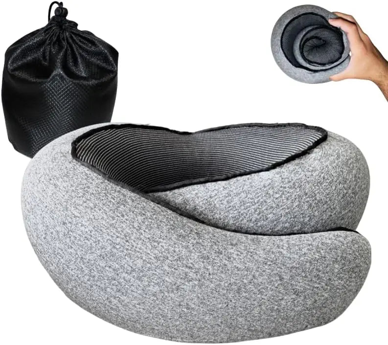 Neck Pillow Airplane for Sleeping | Memory Foam Travel Pillow for Airplanes | Compact 360 Support | Washable Cover |