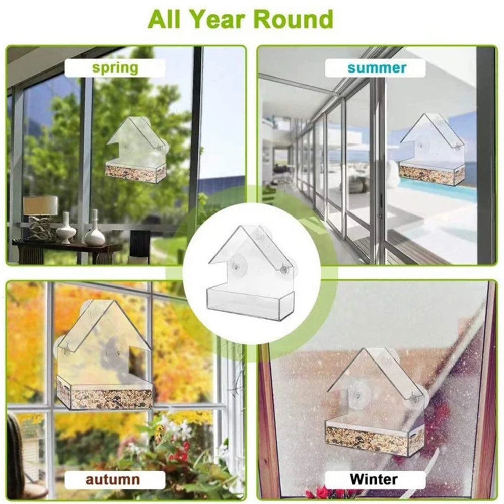 Smart Bird House Pet Feeder Acrylic with Camera Home Pet Bird Feeder Transparent 1080P HD Easy Installation for Outdoor Garden