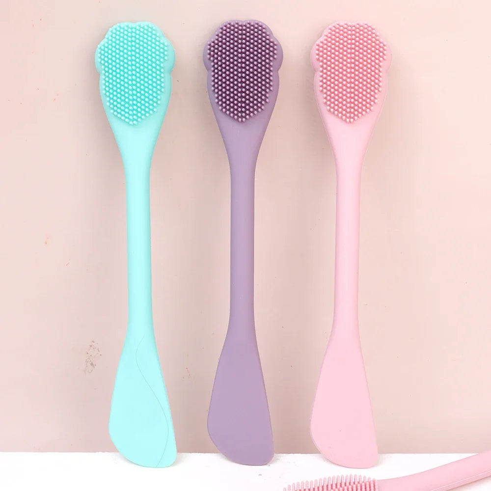 Soft Silicone Facial Cleansing Brush 2 in 1 Silicone Face Mask Brush & Face Scrubber For Exfoliating Massaging Remove Blackhead