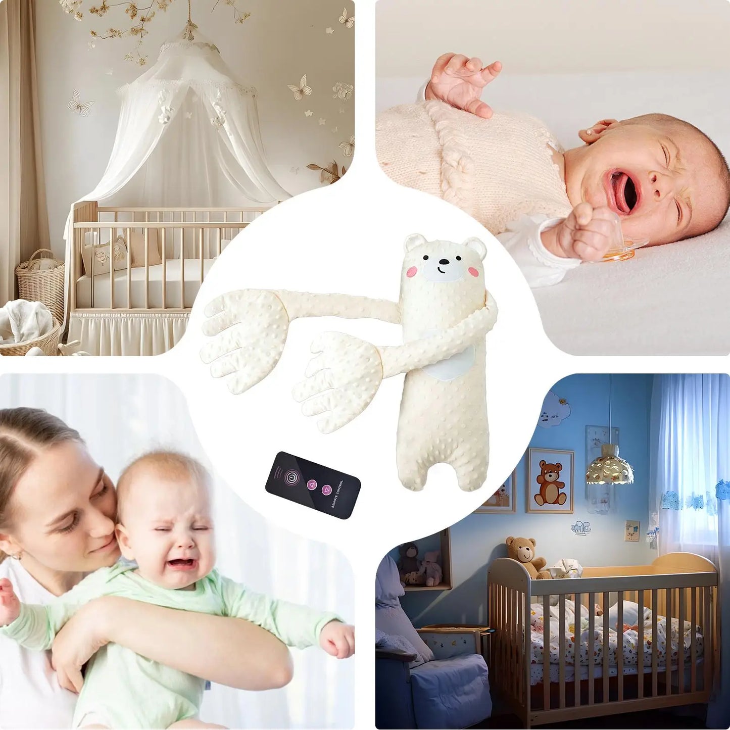 Adjustable Automatic Baby Patting Sleep Pillow Startle Prevention Soothing Palms for 0-3 Toddler Remote Control Baby Sleep Aid