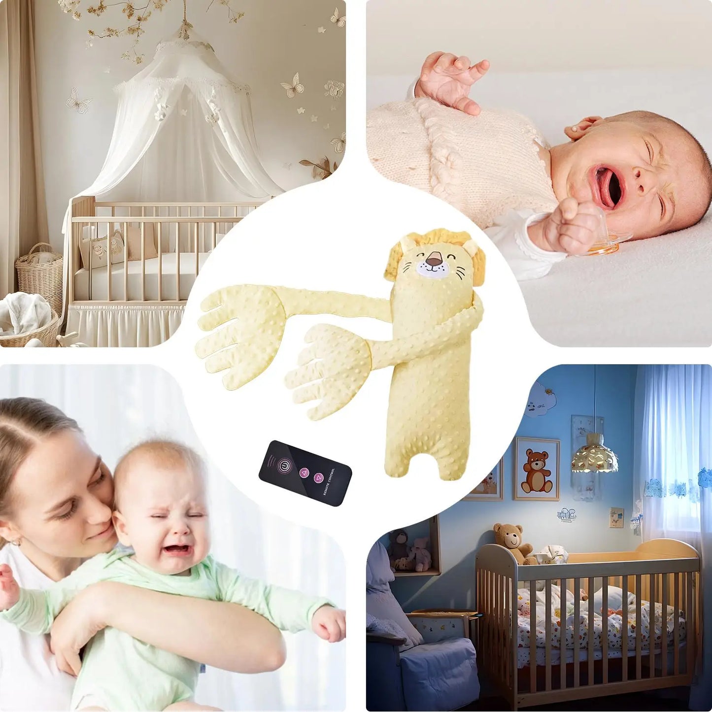 Adjustable Automatic Baby Patting Sleep Pillow Startle Prevention Soothing Palms for 0-3 Toddler Remote Control Baby Sleep Aid