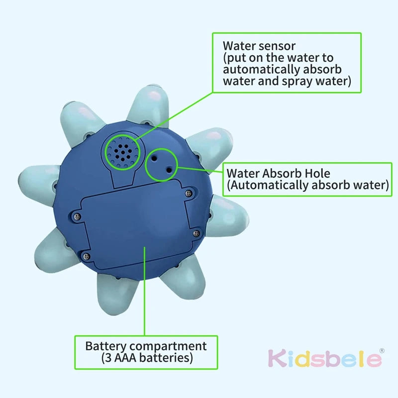 Baby Bath Toy Light-Up Musical Automatic Induction Octopus Spray Water Shower Toy Sunmmer Pool&Bath Time Fun Electric Pool Gift