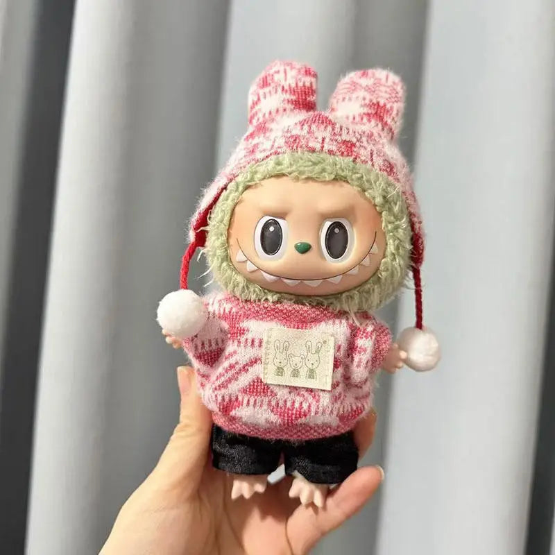 For 15-17 cm Labubu clothes outfit Labubu sitting party jacquard two-piece set Dolls Accessories Cute Decoration
