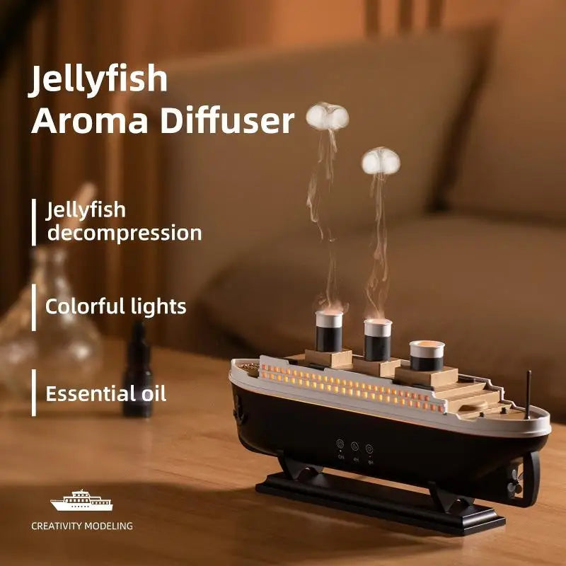 Titanic Ship Model Air Humidifier Home 250ml Remote Control Essential Oil Jellyfish Smoke Ring Spray Aroma Diffuser Humidifiers