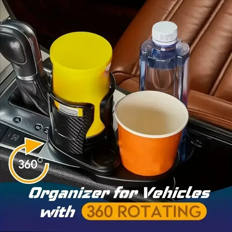 Car mounted water cup holder, multifunctional rotating car center console, beverage holder, two-tier double-layer storage rack