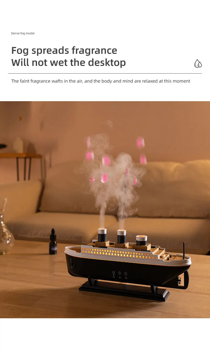 Titanic Ship Model Air Humidifier Home 250ml Remote Control Essential Oil Jellyfish Smoke Ring Spray Aroma Diffuser Humidifiers