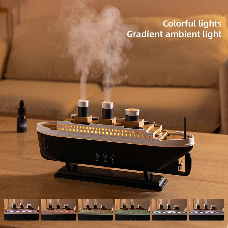 Titanic Ship Model Air Humidifier Home 250ml Remote Control Essential Oil Jellyfish Smoke Ring Spray Aroma Diffuser Humidifiers