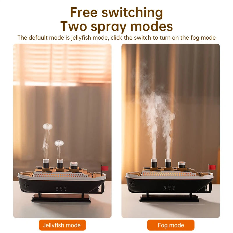 Titanic Ship Model Decoration Air Humidifier 250ml Essential Oil Diffuser Jellyfish Smoke Ring Spray Aroma Diffuser For Home