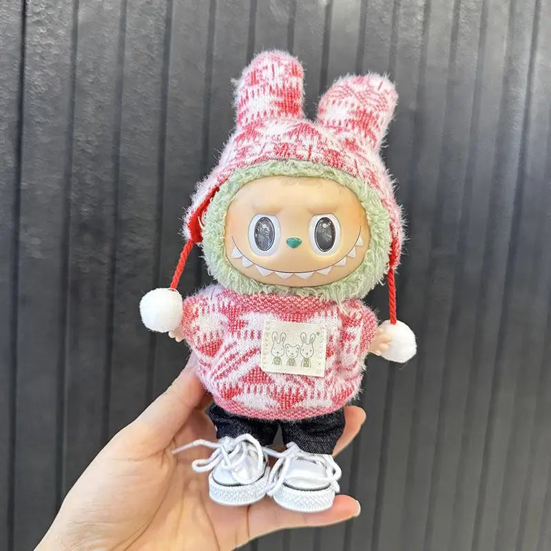 For 15-17 cm Labubu clothes outfit Labubu sitting party jacquard two-piece set Dolls Accessories Cute Decoration