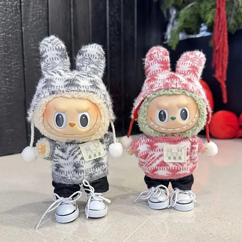For 15-17 cm Labubu clothes outfit Labubu sitting party jacquard two-piece set Dolls Accessories Cute Decoration