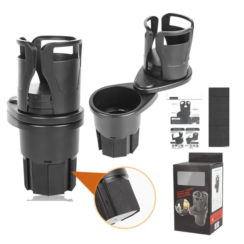 Car mounted water cup holder, multifunctional rotating car center console, beverage holder, two-tier double-layer storage rack