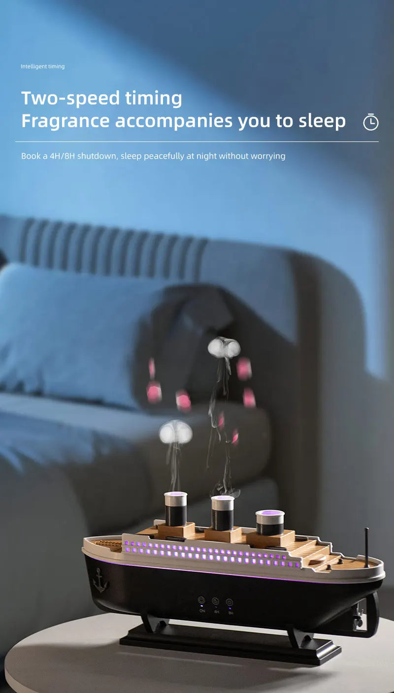 Titanic Ship Model Air Humidifier Home 250ml Remote Control Essential Oil Jellyfish Smoke Ring Spray Aroma Diffuser Humidifiers
