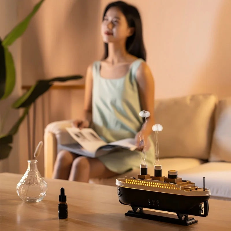 Titanic Ship Model Air Humidifier Home 250ml Remote Control Essential Oil Jellyfish Smoke Ring Spray Aroma Diffuser Humidifiers