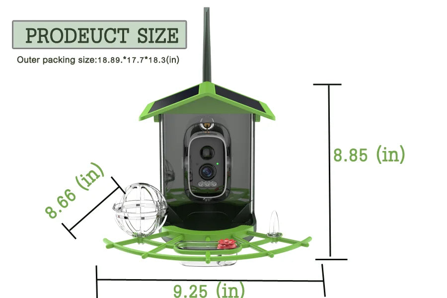 Smart Bird Feeder Camera 4MP Solar Powered Bird Watching Camera Wireless WiFi 2.4G&5G Bird Video Capture with Solar Panel