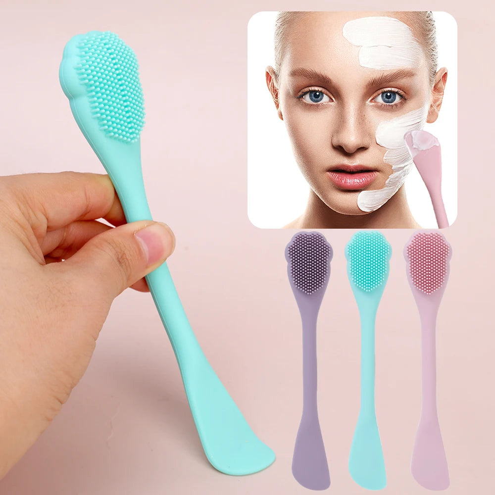 Soft Silicone Facial Cleansing Brush 2 in 1 Silicone Face Mask Brush & Face Scrubber For Exfoliating Massaging Remove Blackhead