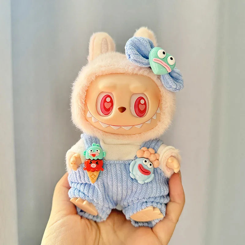 17cm Cute Mini Plush Doll'S Clothes Outfit Accessories For Korea Kpop Exo Labubu Idol Dolls shark onesie Clothing DIY Girl Gift