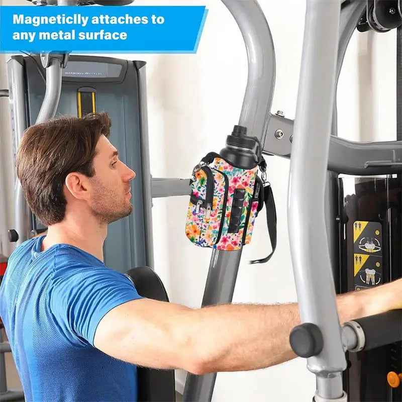 1pcs Magnetic Gym Water Bottle Bag Built-in Magnet For Easy Attachment To Metal Surface Sports Magnetic Phone Storage Pouch