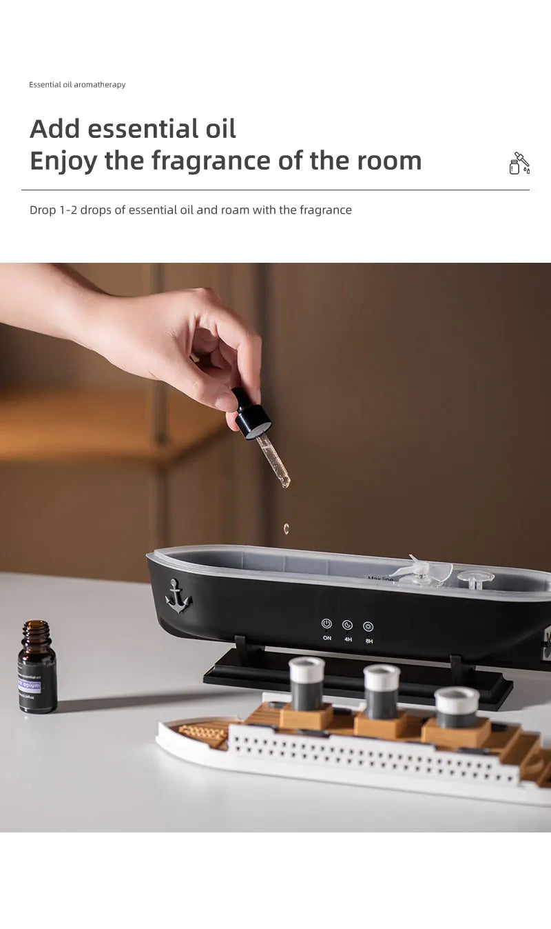 Titanic Ship Model Air Humidifier Home 250ml Remote Control Essential Oil Jellyfish Smoke Ring Spray Aroma Diffuser Humidifiers