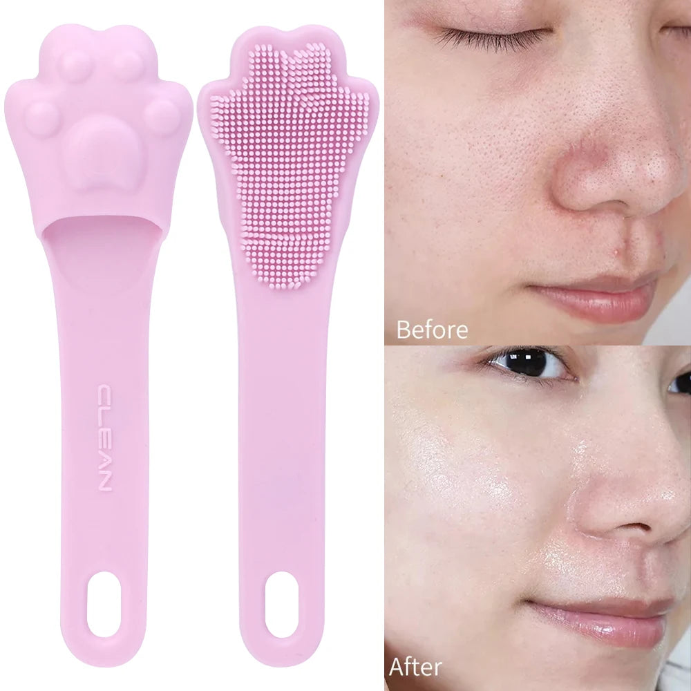 Soft Silicone Facial Cleansing Brush 2 in 1 Silicone Face Mask Brush & Face Scrubber For Exfoliating Massaging Remove Blackhead