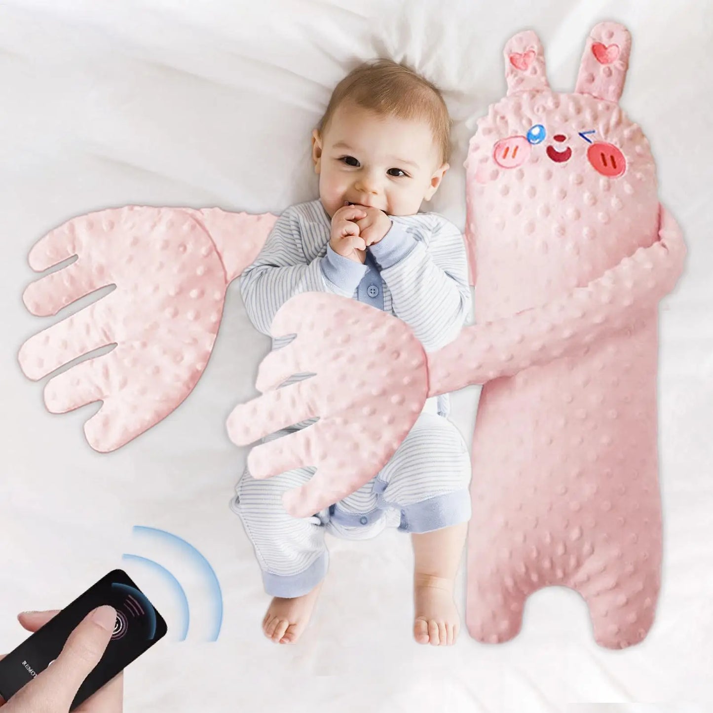Adjustable Automatic Baby Patting Sleep Pillow Startle Prevention Soothing Palms for 0-3 Toddler Remote Control Baby Sleep Aid