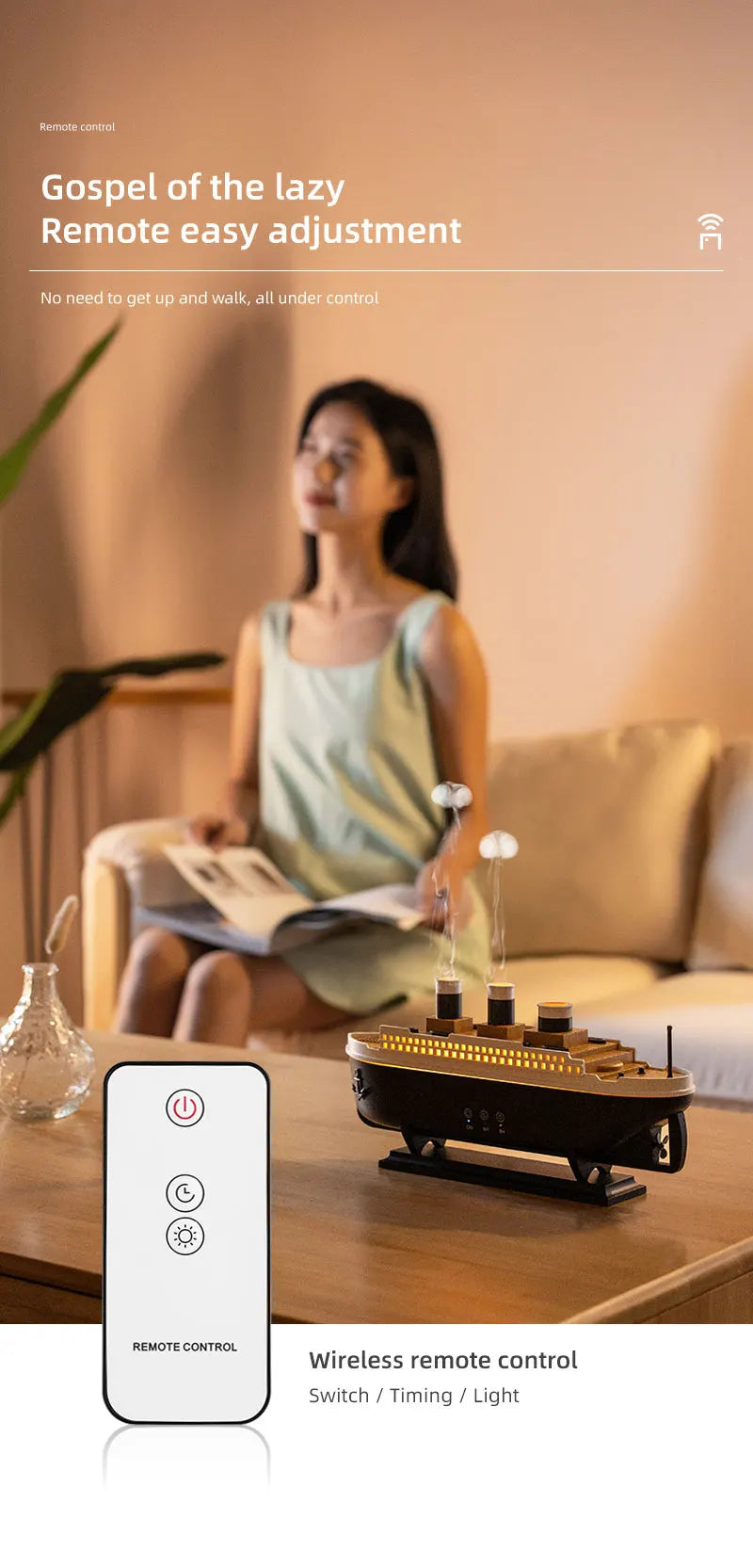 Titanic Ship Model Air Humidifier Home 250ml Remote Control Essential Oil Jellyfish Smoke Ring Spray Aroma Diffuser Humidifiers