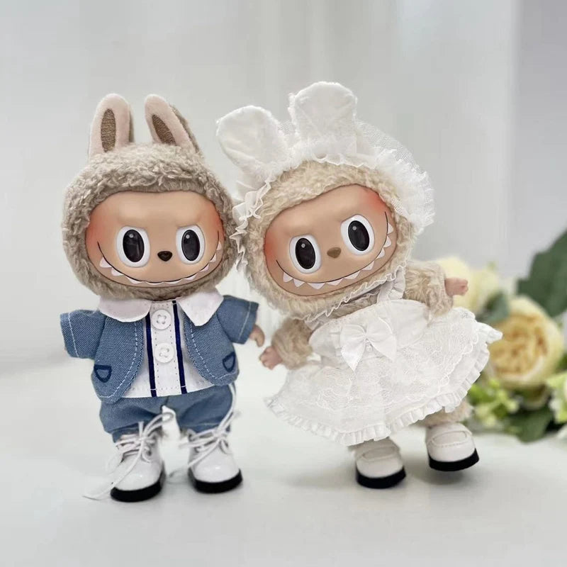 17cm Cute Mini Plush Doll'S Clothes Outfit Accessories For Korea Kpop Exo Labubu Idol Dolls shark onesie Clothing DIY Girl Gift