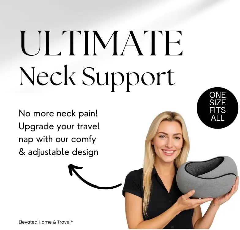 Neck Pillow Airplane for Sleeping | Memory Foam Travel Pillow for Airplanes | Compact 360 Support | Washable Cover |
