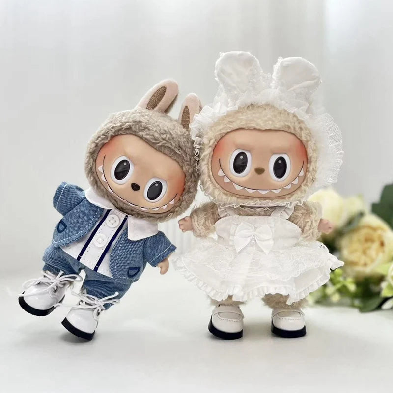 17cm Cute Mini Plush Doll'S Clothes Outfit Accessories For Korea Kpop Exo Labubu Idol Dolls shark onesie Clothing DIY Girl Gift