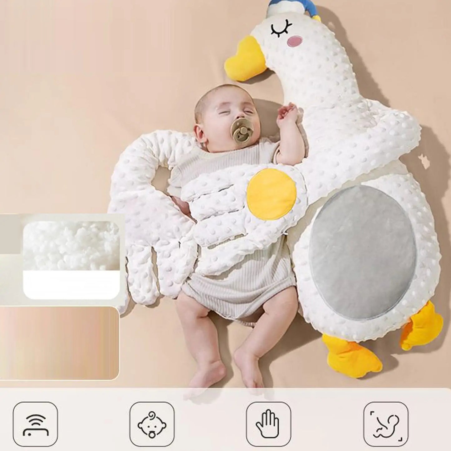 Adjustable Automatic Baby Patting Sleep Pillow Startle Prevention Soothing Palms for 0-3 Toddler Remote Control Baby Sleep Aid