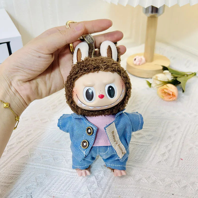 17cm Cute Mini Plush Doll'S Clothes Outfit Accessories For Korea Kpop Exo Labubu Idol Dolls shark onesie Clothing DIY Girl Gift