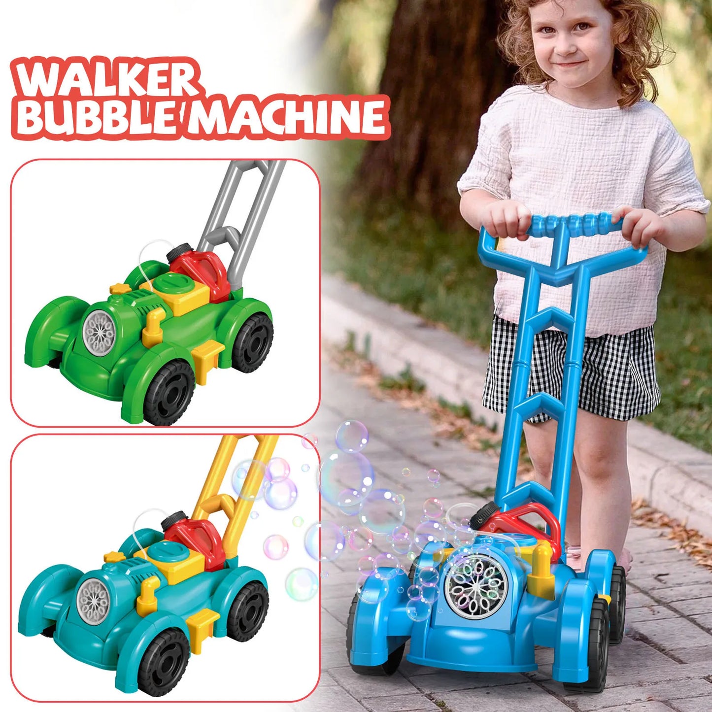 Automatic Soap Bubble Machine Stroller Walker Toys for Toddler Electric Bubble Maker Summer Outdoor Toys Gift for Kids