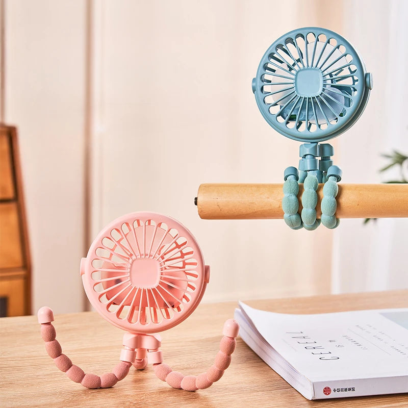 Stroller Fan Clip on For Baby Flexible Tripod Rechargeable Battery Small Personal Fan Portable Fan for Travel Handheld Car Bed