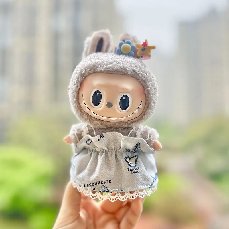 17cm Cute Mini Plush Doll'S Clothes Outfit Accessories For Korea Kpop Exo Labubu Idol Dolls shark onesie Clothing DIY Girl Gift