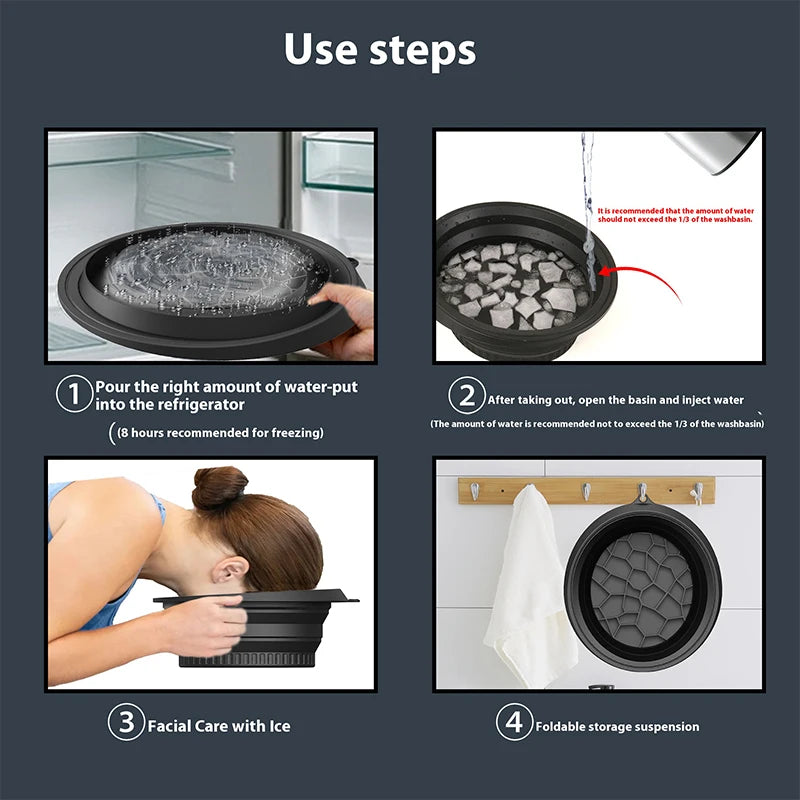 Ice Bath At Home Large Bowl For Face Ice Bath Foldable Ice Bath Bowl Silicone Bowl For Dipping Face Ice Bath 264mmx100mm