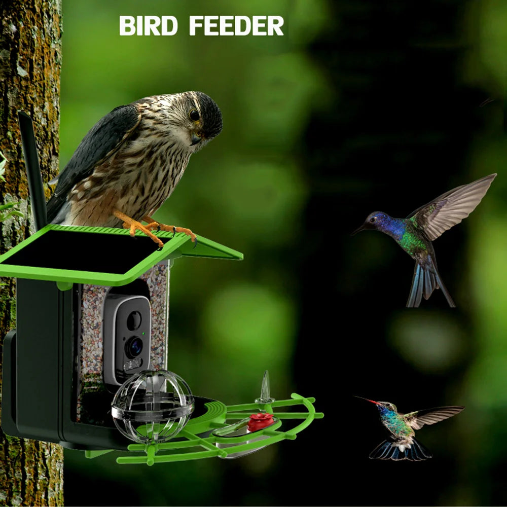 Smart Bird Feeder Camera 4MP Solar Powered Bird Watching Camera Wireless WiFi 2.4G&5G Bird Video Capture with Solar Panel
