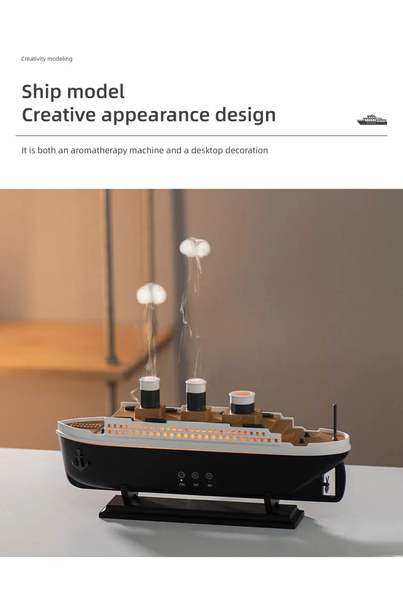 Titanic Ship Model Air Humidifier Home 250ml Remote Control Essential Oil Jellyfish Smoke Ring Spray Aroma Diffuser Humidifiers