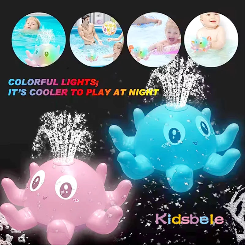 Baby Bath Toy Light-Up Musical Automatic Induction Octopus Spray Water Shower Toy Sunmmer Pool&Bath Time Fun Electric Pool Gift